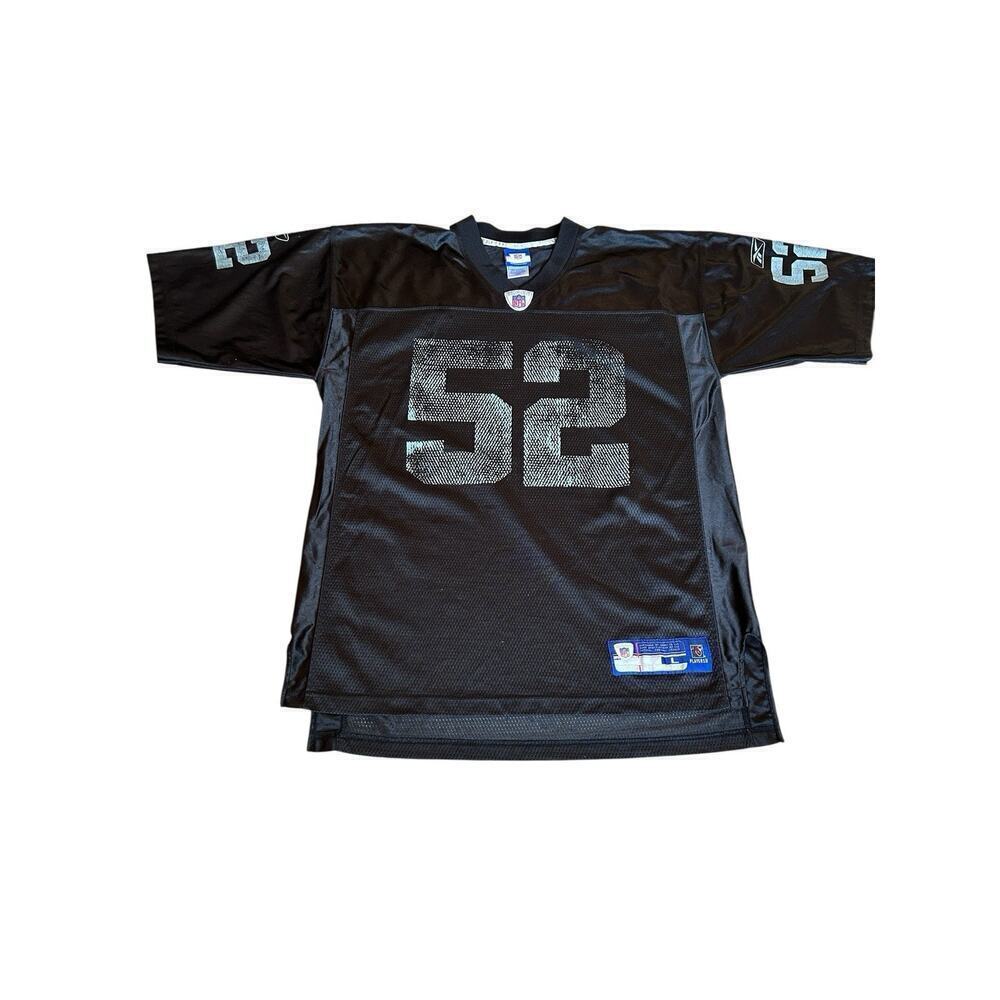 Vintage Oakland Raiders Jersey Mens Large Black Reebok Kirk Morrison #52 NFL